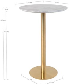 Okrúhly barový stôl s doskou v dekore mramoru ø 70 cm Bolzano – House Nordic