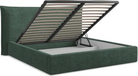 Zelená čalúnená dvojlôžková posteľ s úložným priestorom s roštom 180x200 cm Esala – Makamii