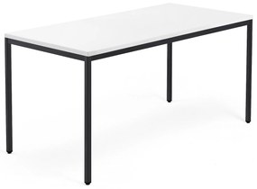 Rokovací stôl QBUS, 1600x800 mm, so 4 nohami, čierny rám, biela