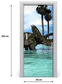 Samolepiace fototapety na dvere Dinozaury na pláži 85x205 cm