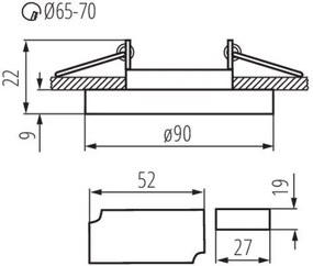 KANLUX Vstavané svetlo s LED pásikom VOLION, 1xGU10, 20W, 9cm, okrúhle, biele podsvietenie