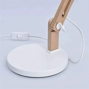 Solight stolná lampa E27 drevená biela