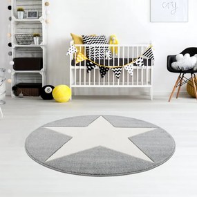 Koberec Happy Rugs SHOOTINGSTAR strieborno-sivý / biely