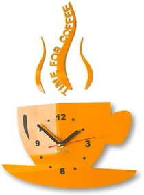 Nástenné hodiny Time for coffee oranžová