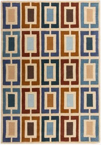 Ručne všívaný vlnený koberec's reliéfnou štruktúrou Retro Blocks