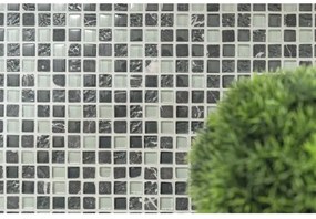 Sklenená mozaika s prírodným kameňom XCM M810 30,5x32,5 cm šedá/čierna