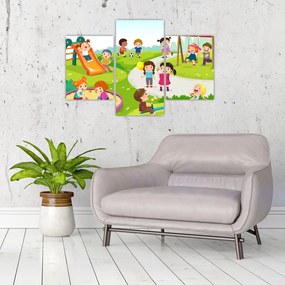 Obraz detských radovánok na pieskovisku (90x60 cm)