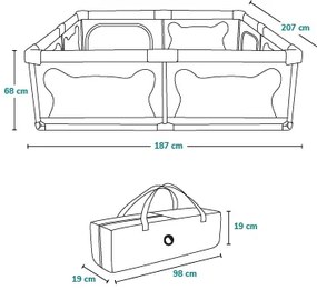 Lionelo - Hracia ohrádka WILLOW XL béžová