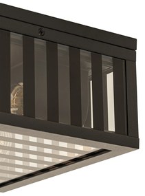 Moderné vonkajšie stropné svietidlo čierne s dymovým sklom 2-svetlo IP44 - Dijon