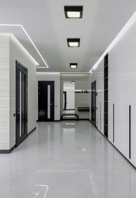 LED prisadený stropný panel – štvorec, 12 W, 1200 lm, čierny