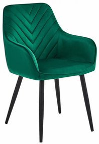 Set dvoch jedálenských stoličiek NANA zamatové, tmavozelené (čierne nohy) 2 ks