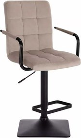 LuxuryForm DESIGN Barová stolička VERONA BLACK VELUR na čiernej hranatej podstave - latte