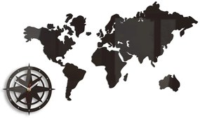 Moderné nástenné hodiny WORLD MAP WENGE HMCNH051-wenge
