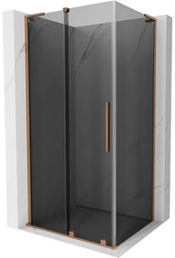 Mexen Velar L, sprchový kút s posuvnými dverami 90 x 110 cm, 8mm šedé sklo, medená matná, 871-090-110-43-65