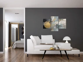 Obraz - Abstrakcia so zlatou guľou (90x60 cm)