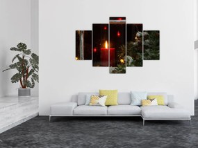 Obraz - Žiariaca vianočná sviečka (150x105 cm)