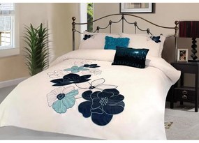 DECOREUM Prémiová posteľná bielizeň z mikrovlákna v bielej a modrej farbe 200x220 cm Faro