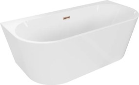 Mexen Oval+, voľne stojaca vaňa ku stene 170 x 80 cm, biela lesklá, ružové zlato prepad, 52681708000-60