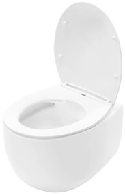 Rea Lars, závesná WC misa Rimless 50x37x29 cm vrátane sedadla s pomalým zatváraním, biela, REA-C9500