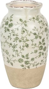 Béžová keramická váza so zelenými kvetmi Jenia S - Ø 16*27 cm
