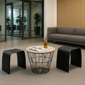 Okrúhly konferenčný stolík STILO, priemer 600 mm, dub prírodný