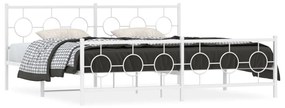 Kovový rám postele s čelom a podnožkou biely 193x203 cm 376299