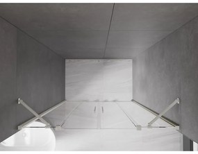 Mexen Velar Duo, posuvné sprchové dvere do otvoru 140 cm, 8mm číre sklo, brúsená oceľ, 871-140-000-02-97