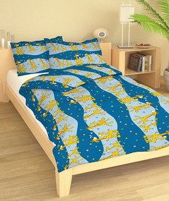 Obliečky bavlnené detské Žirafky modré - Detský set 130x90cm + 65x45cm