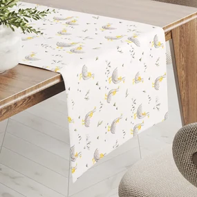 Biante Detský bavlnený behúň na stôl Sandra SA-585 Sivé husičky na bielom 35x120 cm