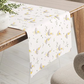 Biante Detský bavlnený behúň na stôl Sandra SA-585 Sivé husičky na bielom 45x120 cm
