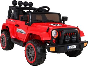 Ramiz Detské terénne auto Full Time 4WD Červená + 4x4 + Diaľkové ovládanie + LED audio + Úložný priestor