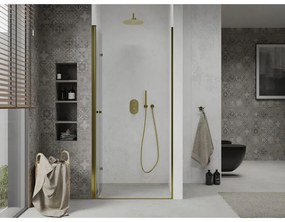 Mexen Lima, skladacie sprchové dvere do otvoru 90 x 190 cm, 6mm číre sklo, zlatý profil, 856-090-000-50-00