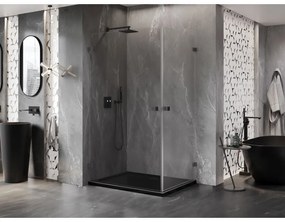 Mexen Lunar-B Duo výklopný sprchový kút 90 x 75 cm, číre sklo, grafitová, 832-090L-075P-95-00