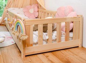 Detská Montessori posteľ z masívu borovice BETTY - 200x90 cm - PRÍRODNÁ
