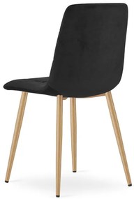 Set štyroch jedálenských stoličiek KARA zamatové, čierne / hnedé nohy (4 ks)
