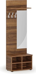 Vešiaková stena s botníkom a zrkadlom HORIZONT, 3 háčiky, polica, roky vodorovne, orech