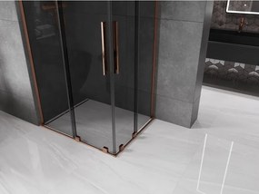 Mexen Velar L Duo, sprchový kút s posuvnými dverami 90 x 80 cm, 8mm šedé sklo, ružové zlato, 871-090-080-02-43-60