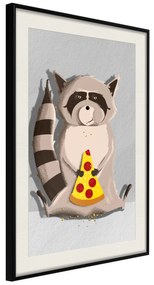 Artgeist Plagát - Gourmand Raccoon [Poster] Veľkosť: 40x60, Verzia: Čierny rám s passe-partout