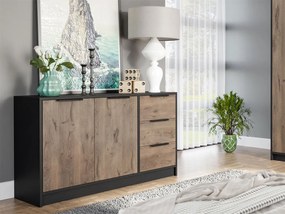 Komoda Pengasa 2D3S (čierna + dub viking) . Vlastná spoľahlivá doprava až k Vám domov. 1103666