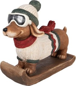 Dekorácia jazvečík v lyžiarskom obleku Dachshund - 51*17*37 cm