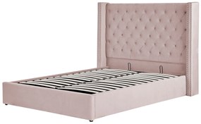 Zamatová posteľ s úložným priestorom 160 x 200 cm ružová LUBBON Beliani