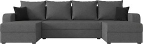 Rozkladacia sedacia súprava do U VALERIO 305x140 cm, tmavosivá