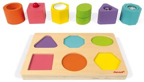 Janod Drevené vkladacie puzzle Tvary a zvuky
