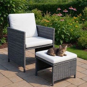 MultiGarden Súprava záhradného nábytku z technorattanu, 4 kreslá + 4 taburetky + stôl - MultiGarden