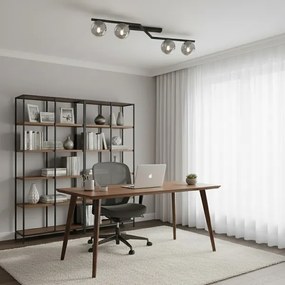 Stropné svietidlo NATON 4xE14/10W/230V čierne/dymové