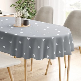 Goldea oválny obrus 100% bavlnené plátno - srdiečka na sivom 120 x 200 cm