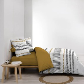 Bavlnené obliečky na dvojlôžko/predĺžené v horčicovej farbe/bielej 240x220 cm Chicago – douceur d'intérieur