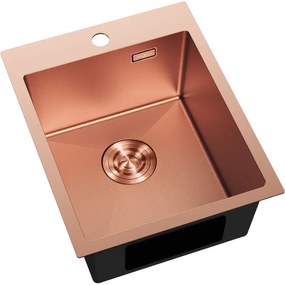 Mexen Solix, 1-komorový nerezový drez 400 x 500 mm, brúsená meď, vzor voština, 6406401000-65HC
