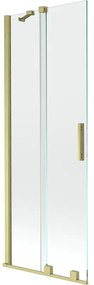 Mexen Velar, 2-krídlová posuvná vaňová zástena 70 x 150 cm, 8mm číre sklo, zlatý matný profil, 896-070-000-01-55