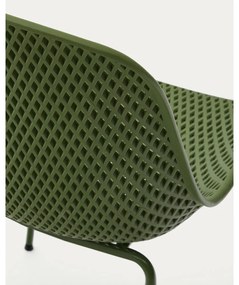 Tmavozelená kovová záhradná stolička Quinby – Kave Home